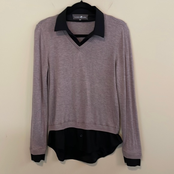 Elizabeth & Clarke, The Cooper, sweater with faux blouse, color Heather Rose - Picture 1 of 6